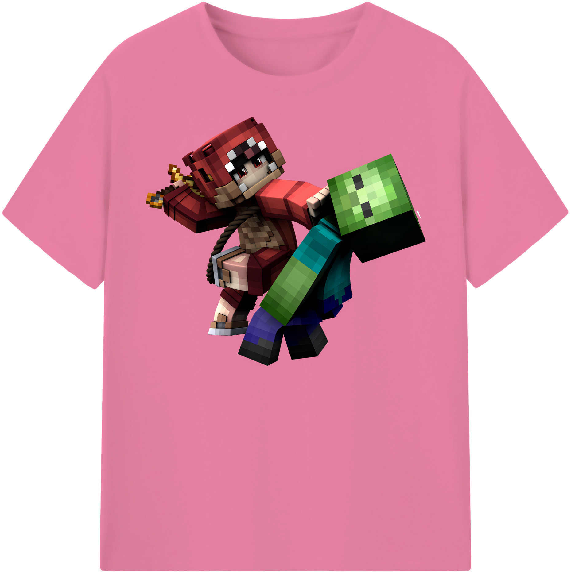 （画像用） マインクラフト ブロックの世界 Minecraft MC Block world 綿100％半袖Tシャツ（フロントプリント）